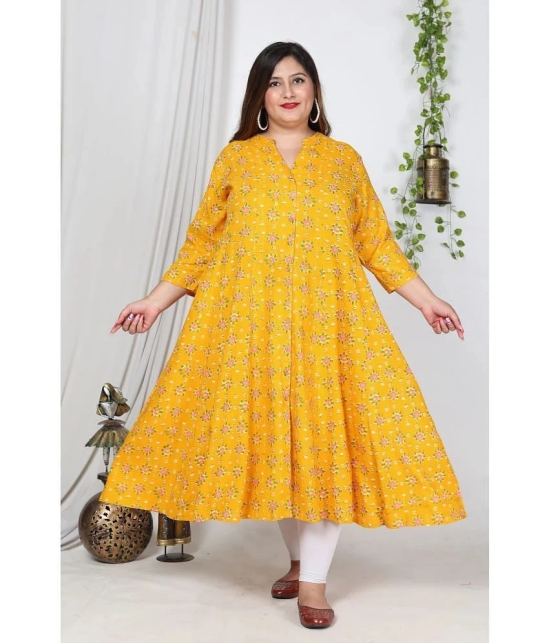 Swasti Cotton Blend Printed Front Slit Womens Kurti - Yellow ( Pack of 1 ) - None