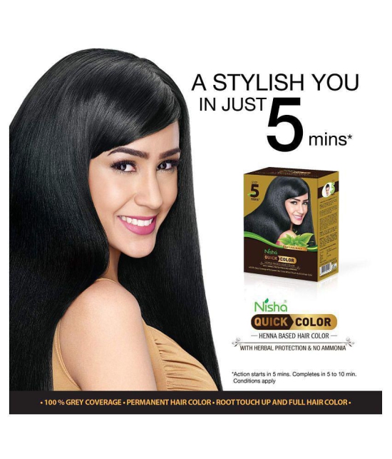 Nisha Quick 60gm Comes with Natural Based Permanent Hair Color Henna Powder Brown each sachet 15 g