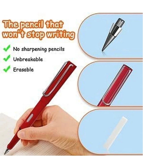 4Pcs Pen Shape Pencil Everlasting Pencil Inkless Pencils Eternal Portable Reusable Erasable Infinite Replaceable Graphite Nib Birthday Party Return Gift for Kids