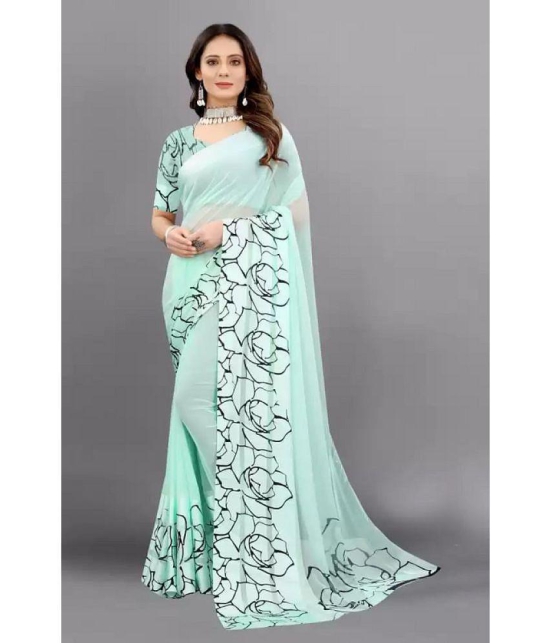 Sitanjali - SkyBlue Georgette Saree With Blouse Piece ( Pack of 1 ) - SkyBlue