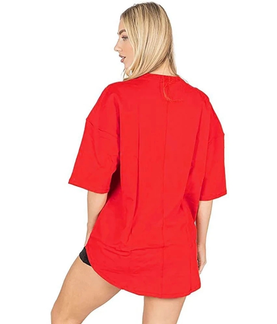 Leotude - Red Cotton Blend Oversized Womens T-Shirt ( Pack of 1 ) - None