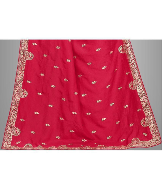 Om Shantam Sarees - Pink Silk Blend Saree With Blouse Piece ( Pack of 1 ) - Pink