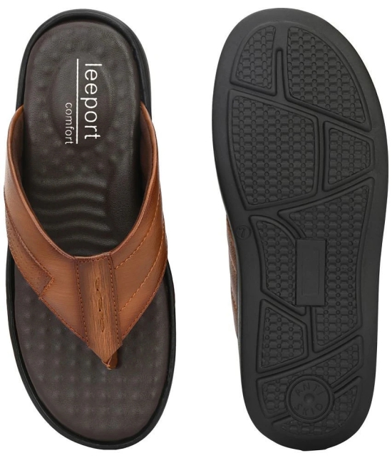 Leeport Tan Mens Thong Flip Flop - None