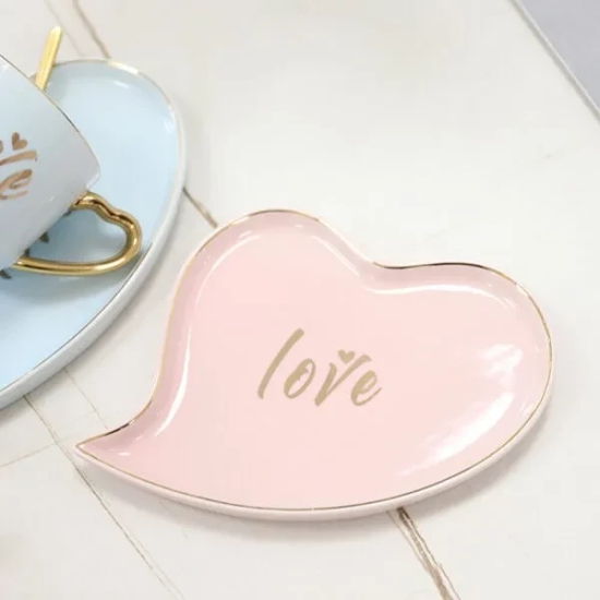 Heart Shaped Love Mug With Saucer-Sky Blue