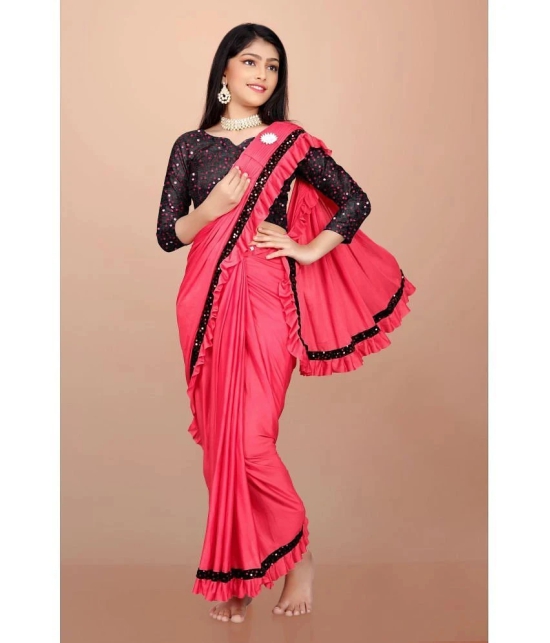 Apnisha - Peach Lycra Girls Saree ( Pack of 1 ) - None