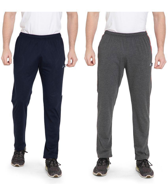 Zeffit Solid Men Navy, Grey Track Pants (Pack Of 2 ) - M