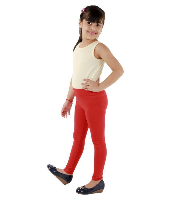 Kids Cave - Red Cotton Blend Girls Leggings ( Pack of 1 ) - None