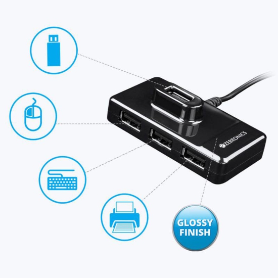 ZEBRONICS Zeb-100HB 4 Ports USB Hub for Laptop, PC Computers