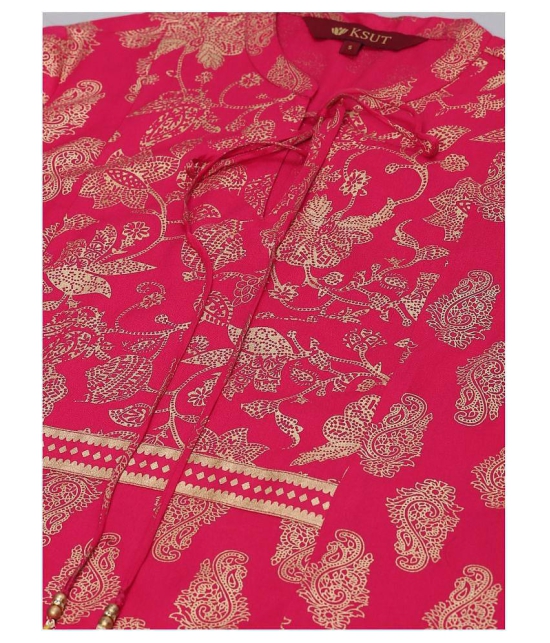 KSUT Pink Viscose Straight Kurti - S