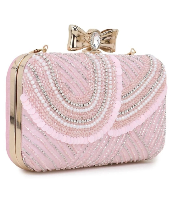 Anekaant Pink Fabric Box Clutch - Pink