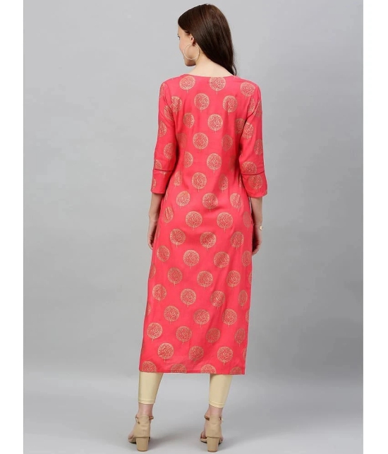 KIPEK - Pink Rayon Womens Straight Kurti ( Pack of 1 ) - None