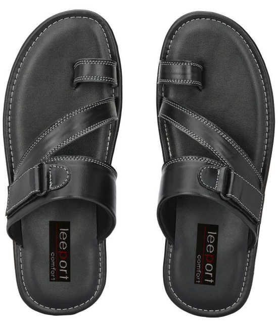 Leeport - Black Synthetic Thong Flip Flop - None