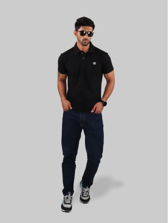 Men Black Polo Neck T-Shirt-S / Black