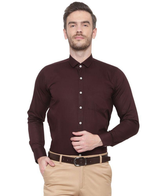 SREY - 100% Cotton Slim Fit Coffee Men's Formal Shirt ( Pack of 1 ) - None