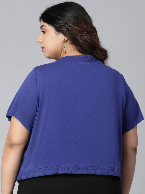 Oxolloxo Plus Size Blue Shrug