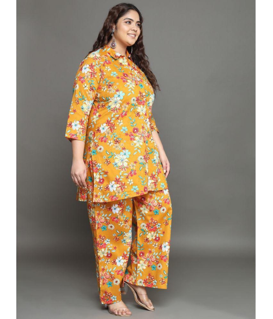 Tissu Yellow Printed Palazzo Top Set - None