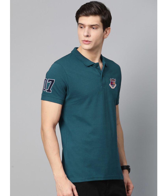 ADORATE - Teal Blue Cotton Blend Regular Fit Mens Polo T Shirt ( Pack of 1 ) - None