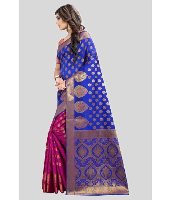 Gazal Fashions - Blue Banarasi Silk Saree With Blouse Piece ( Pack of 1 ) - Blue