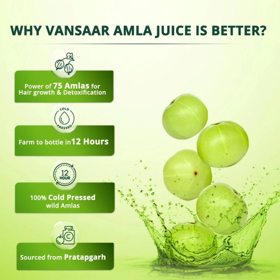 Amla Juice | 100% Cold Pressed | For Hair Growth & Detoxification | 75 Wild Amlas Per Bottle-Amla + Aloe vera