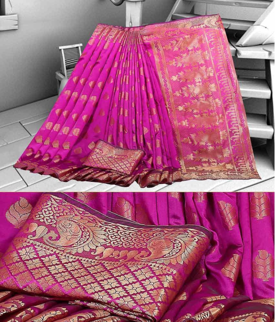 Gazal Fashions - Pink Silk Saree With Blouse Piece (Pack of 1)