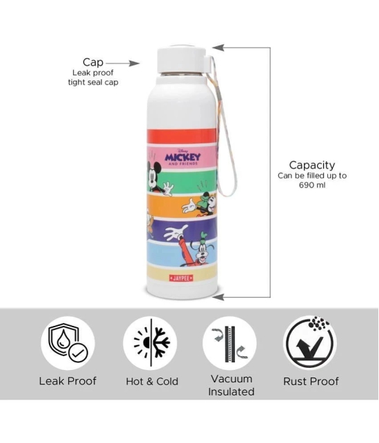 Jaypee White Steel School Water Bottle 690 mL ( Set of 1 ) - White