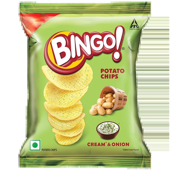 Bingo! Cream & Onion Potato Chips, 50 gms