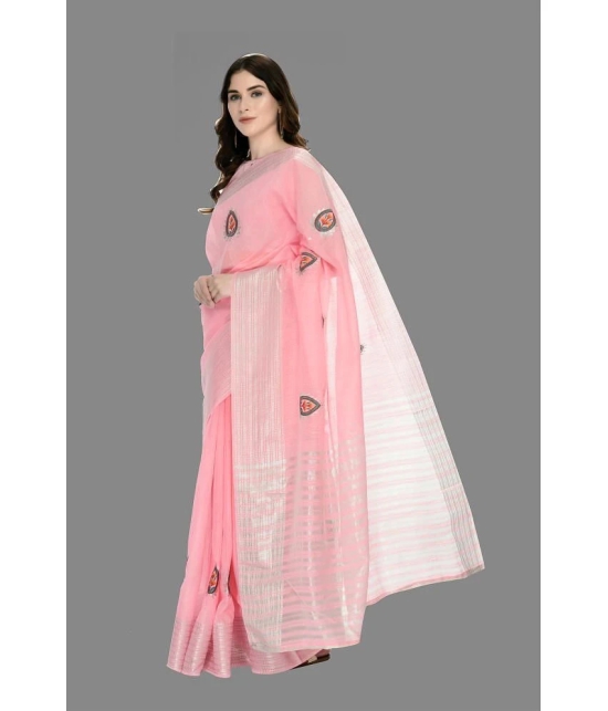 OFLINE SELCTION - Pink Silk Saree With Blouse Piece ( Pack of 1 ) - Pink