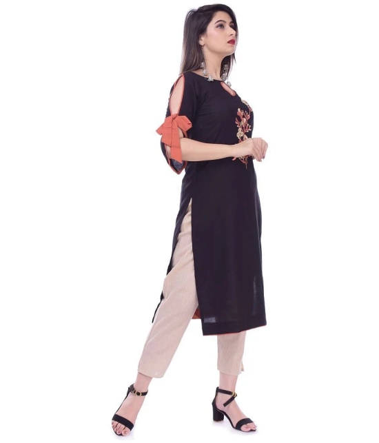 Maquien - Black Rayon Womens Straight Kurti - 5XL