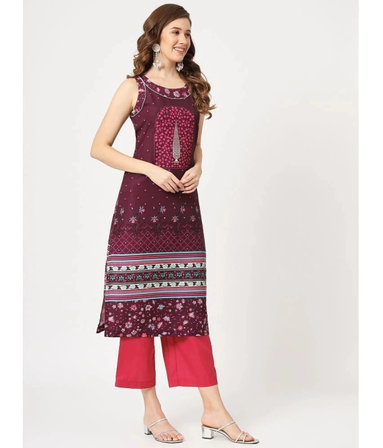 Pannkh - Magenta Rayon Womens Straight Kurti ( Pack of 1 ) - None