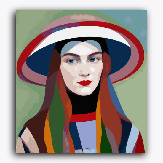 Well Being - A Woman in Hat-Canvas Board / 18x20 inch / 24 Palette