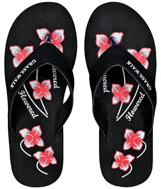 GRASS WALK - Black Women's Thong Flip Flop - None