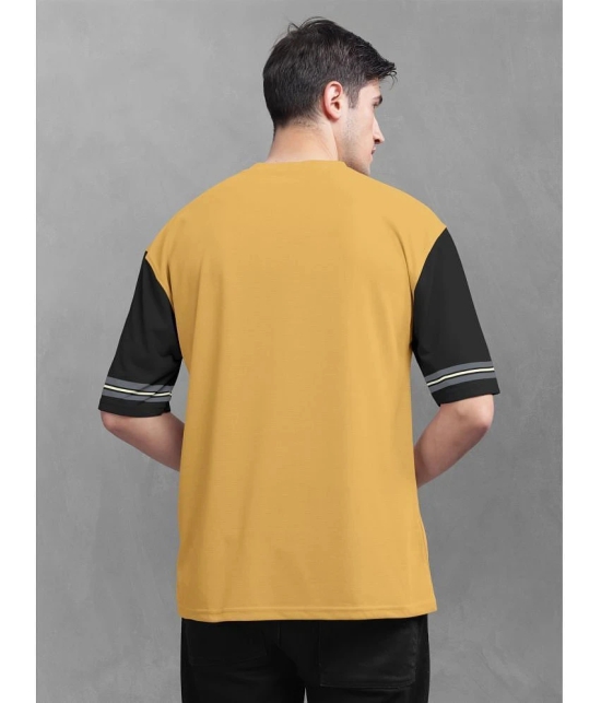 BULLMER Cotton Blend Oversized Fit Printed Half Sleeves Mens T-Shirt - Mustard ( Pack of 1 ) - None