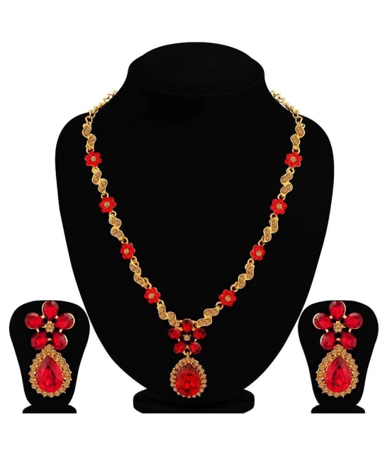 Sukkhi Alloy Red Traditional Necklaces Set Collar - Red