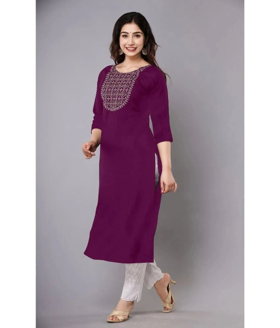 JASH CREATION - Magenta Rayon Womens Straight Kurti ( Pack of 1 ) - None