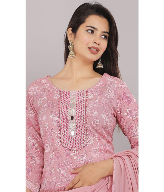 HIGHLIGHT FASHION EXPORT - Pink Straight Cotton Womens Stitched Salwar Suit ( Pack of 1 ) - None