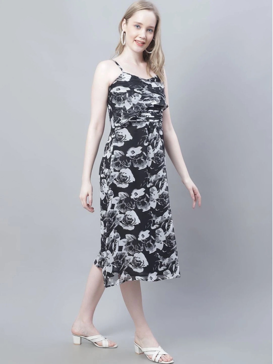 MINI & MING Floral Print Georgette Fit & Flare Midi Dress