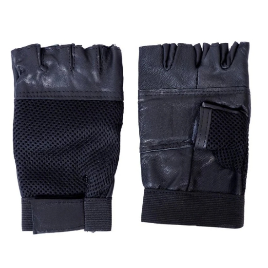 Body Maxx Leather Gym Gloves (Black) - L