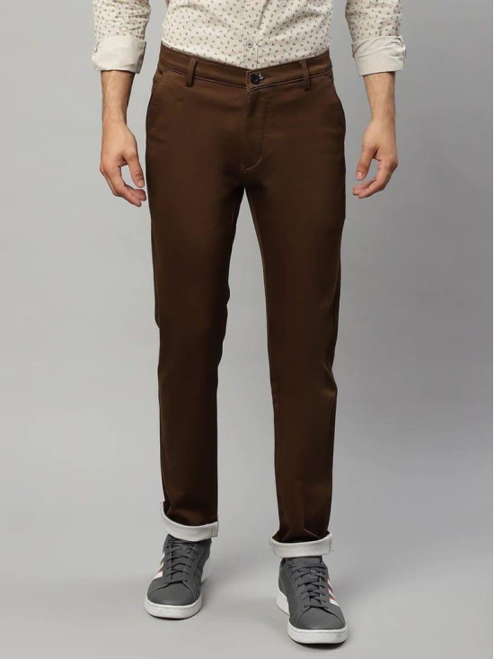 Rodamo  Men Brown Slim Fit Trousers