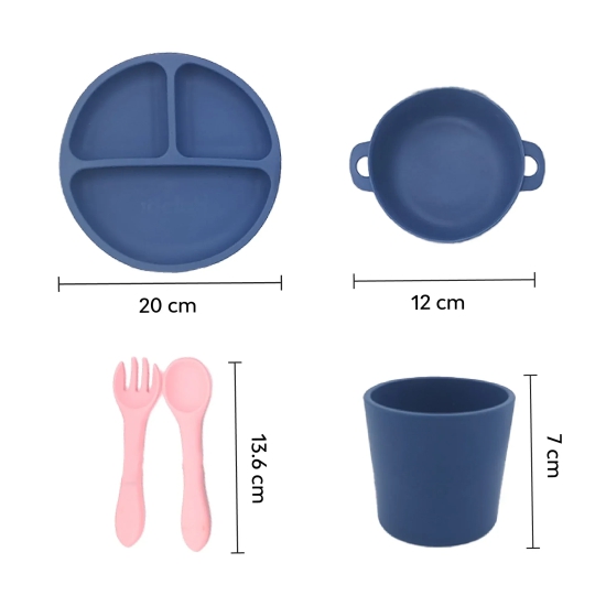 Silicone Kids Dining Gift Set Blue-Pink