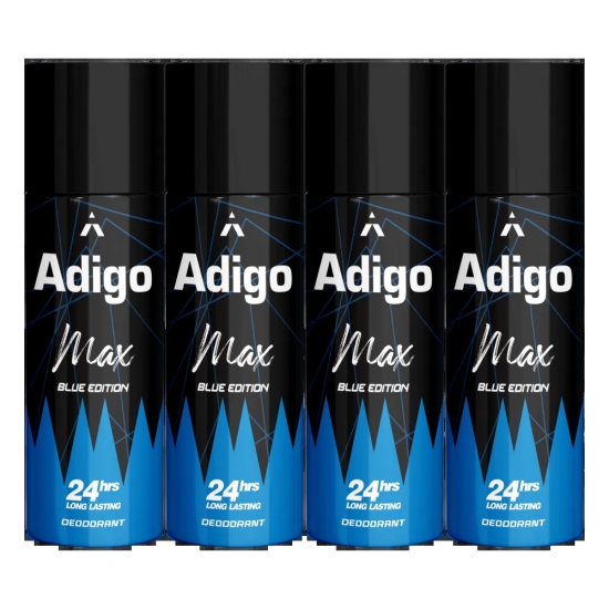 Adigo Max Blue Edition Deodorant 165ml(Pack Of 4)