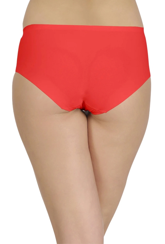 Sona Womens Comfortable Red Plain Seamless (No Line) Lycra SILK Cotton Anti-Bacterial, Skinny Soft Premium Panties-L / RED