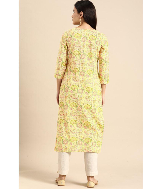 Rajnandini - Yellow 100% Cotton Women's Straight Kurti ( Pack of 1 ) - None