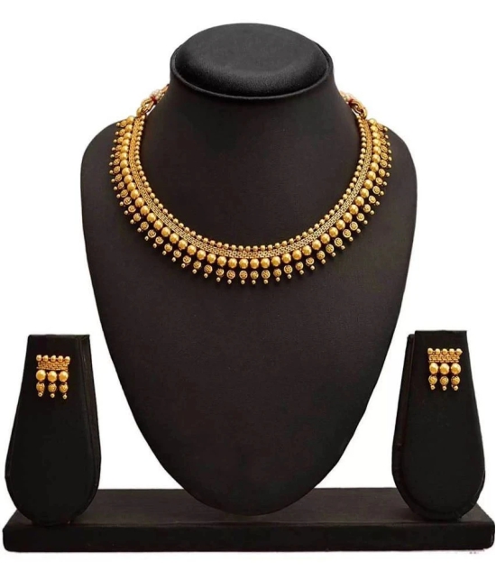 ROFARWORD Gold Brass Necklace Set ( Pack of 1 ) - Gold