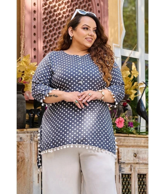 PrettyPlus by Desinoor.com Rayon Printed Straight Womens Kurti - Grey ( Pack of 1 ) - None