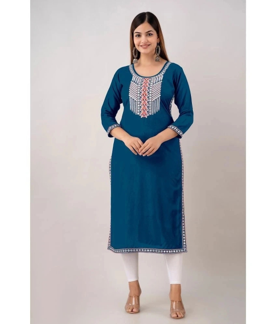 Kapadia - Teal Rayon Womens Straight Kurti ( Pack of 1 ) - None