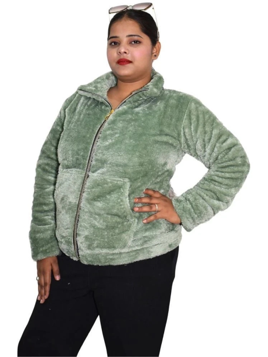 Looks United - Faux Fur Green Jackets Pack of 1 - None