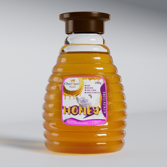 ONE BEE ORGANIC Honey | Alfalfa Flora Honey/Alfalfa Blossom Honey | Natural Flora Honey - 280 GM.