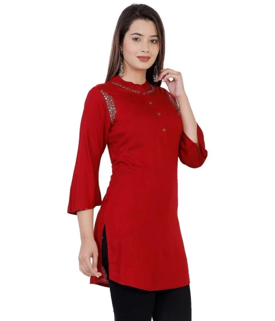 JC4U - Maroon Rayon Womens Straight Kurti ( Pack of 1 ) - None