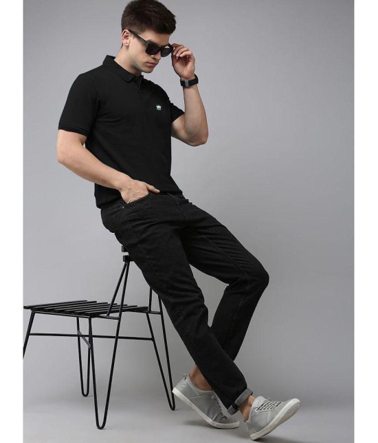 ADORATE Cotton Blend Regular Fit Solid Half Sleeves Men''s Polo T Shirt - Black ( Pack of 1 ) - None