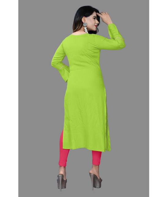 haya fashion - Lime Green Rayon Women's Straight Kurti ( Pack of 1 ) - None